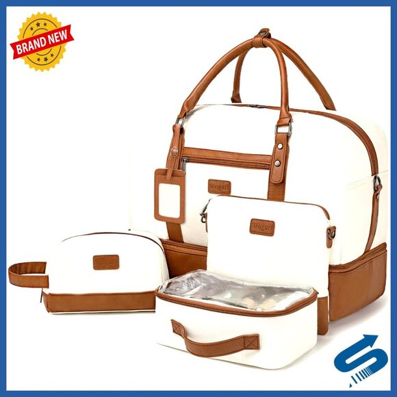 Handbags - Large Weekender Travel Duffel Bag with Shoe Compartment and Toiletry Bag
